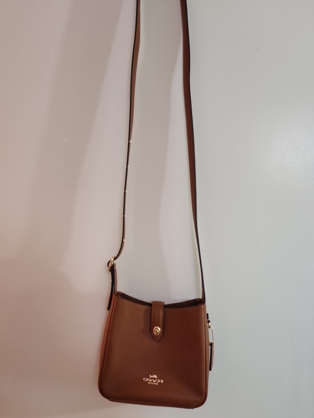 Coach Hadley Mini Tan Leather Crossbody with Gold Hardware - Picture 2 of 14